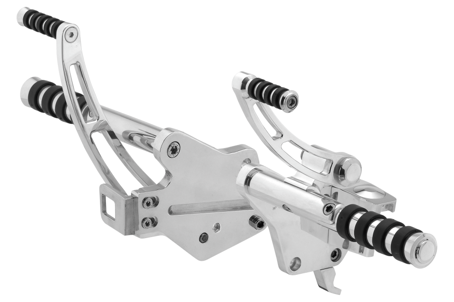 Alu-Fußrastenanlage für Softail / Heritage / Fat Boy (FLS-Modelle), ab Bj. 2007, 100mm Vorverlegt, p